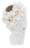 Vaso donna con maschera in porcellana bianca per decorazioni ambienti
