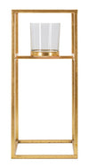 Porta candela con struttura in metallo color oro per interni