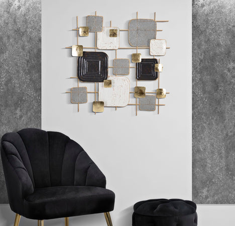 Pannello decorativo con cubi in ferro per decorazioni ambienti