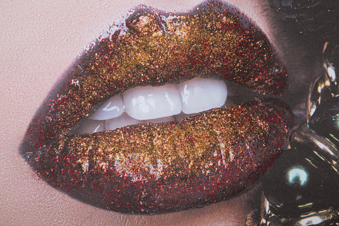 Stampa su tela Lips con telaio in legno per decorazioni ambienti