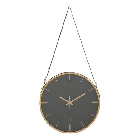 Orologio da parete color nero e oro con cinghia per salotto e cucina