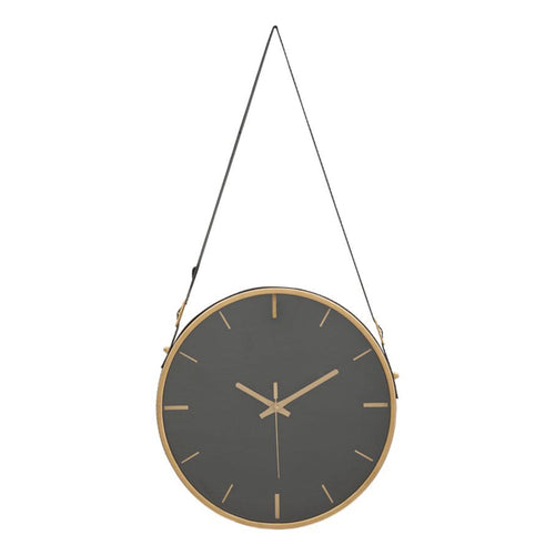 Orologio da parete color nero e oro con cinghia per salotto e cucina