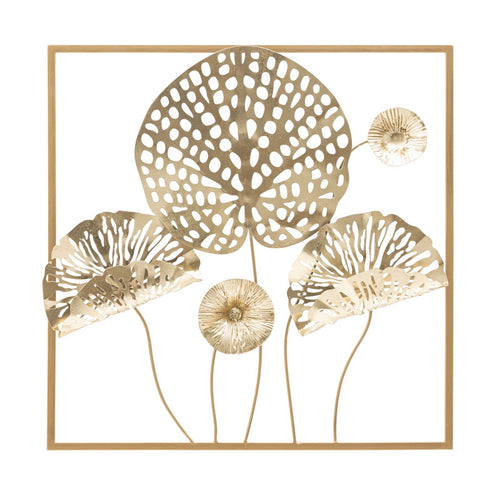 Pannello decorativo fiori in ferro color oro per decorazioni ambienti
