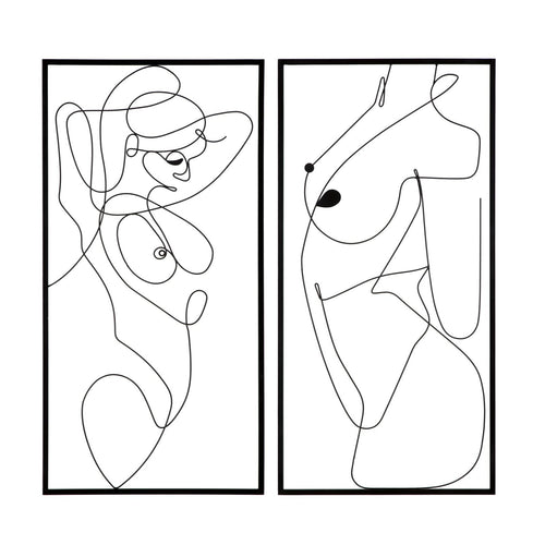 Pannello decorativo corpo donna in ferro per decorazioni ambienti set da 2