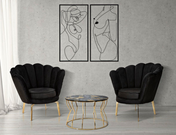 Pannello decorativo corpo donna in ferro per decorazioni ambienti set da 2