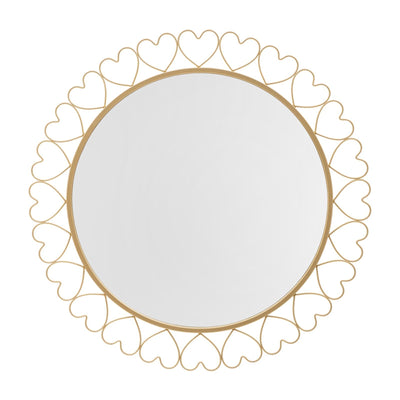 Specchio da parete cuori in ferro color oro per bagni e camere da letto