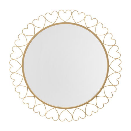 Specchio da parete cuori in ferro color oro per bagni e camere da letto