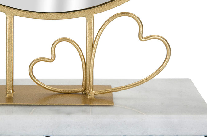 Specchio con appoggio in marmo cornice color oro per bagni e camere da letto