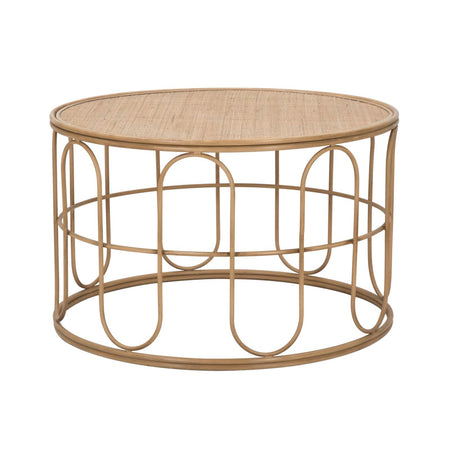 Tavolo da caffè "Samui" struttura in metallo e rattan per interni