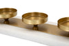 Porta candele rettangolare in metallo color oro e marmo 4 posti per interni