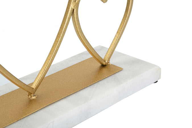 Porta candela struttura in metallo color oro e marmo per interni