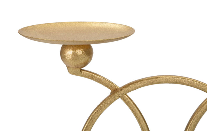 Porta candela struttura in metallo color oro e marmo per interni