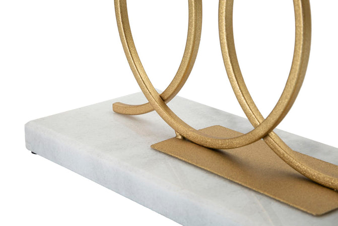 Porta candela struttura in metallo color oro e marmo per interni