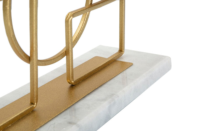 Porta candela figure geometriche struttura in metallo color oro e marmo per interni