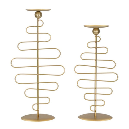 Porta candela Alid in metallo color oro per interni set da 2