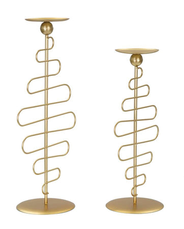 Porta candela "Alid" in metallo color oro per interni set da 2