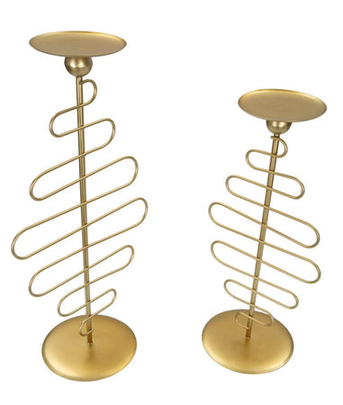 Porta candela "Alid" in metallo color oro per interni set da 2