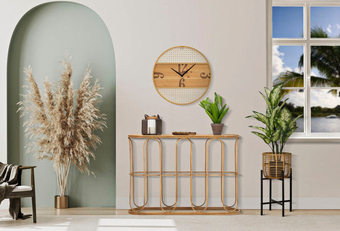 Orologio da parete con motivi decorativi in ferro e legno MDF per salotto e cucina