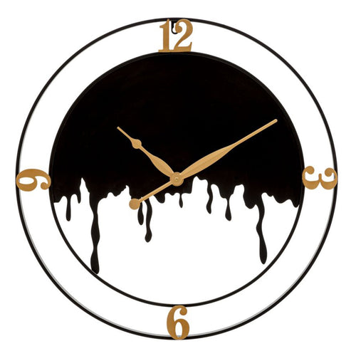 Orologio da parete splash in ferro color nero e oro per salotto e cucina