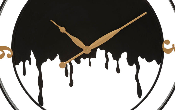 Orologio da parete splash in ferro color nero e oro per salotto e cucina