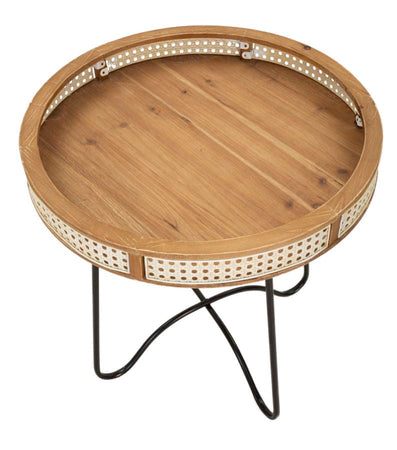 Tavolinetto "Fuji" struttura in metallo ripiano in legno per interni