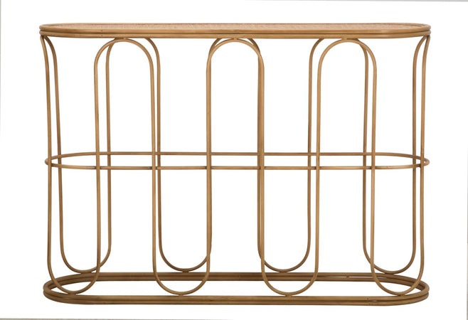 Console "Samui" struttura in metallo e rattan per interni
