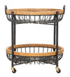 Carrello Cebu struttura in metallo e rattan con ruote per interni
