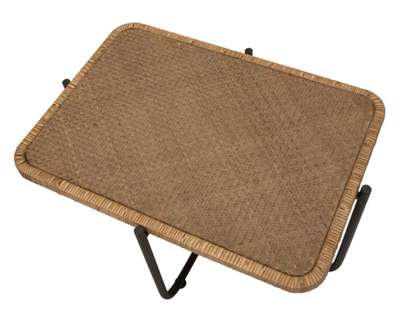 Tavolo da caffè "Cebu" struttura in metallo e rattan per interni