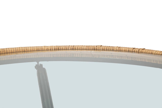 Tavolo da caffè "Saint Barth" struttura in metallo, rattan e vetro per interni