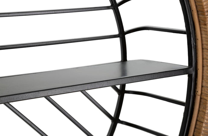 Mensola da muro "Cebu" struttura in metallo e rattan per interni