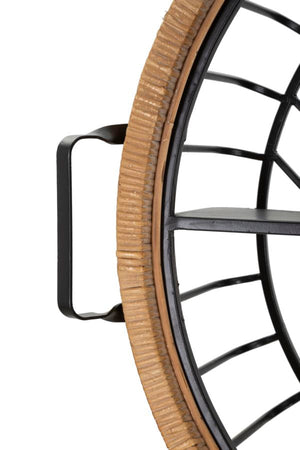 Mensola da muro "Cebu" struttura in metallo e rattan per interni