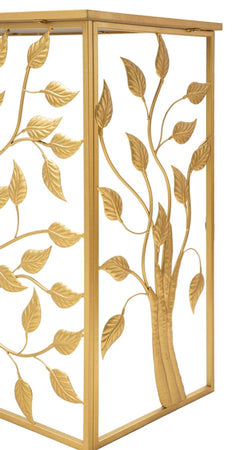 Console albero struttura in metallo e legno MDF con ripiano in vetro per interni