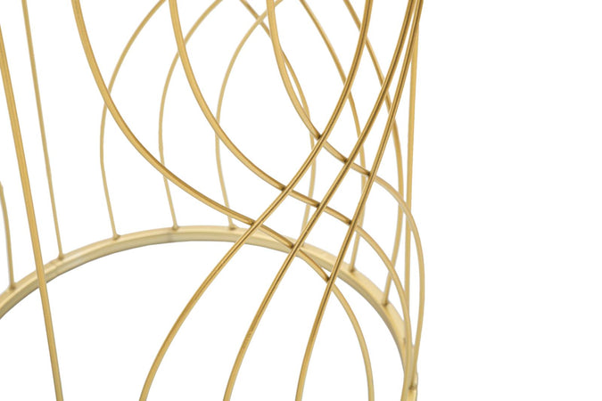 Tavolinetti coppia struttura in ferro color oro ripiano in vetro per interni set da 2