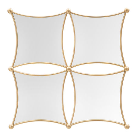 Composizione specchi da parete cornice in ferro color oro per salotti e camere da letto