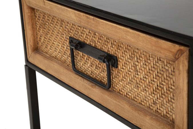 Comodino "Hanoi" struttura in metallo e legno MDF per interni