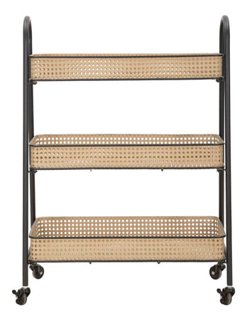 Carrello "Fuji" con ruote struttura in metallo con 3 ripiani per interni