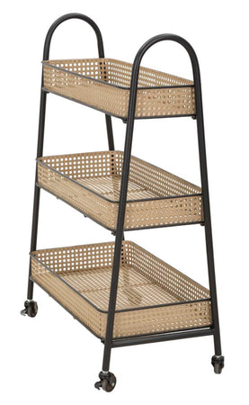 Carrello "Fuji" con ruote struttura in metallo con 3 ripiani per interni