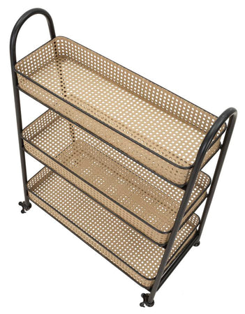 Carrello "Fuji" con ruote struttura in metallo con 3 ripiani per interni