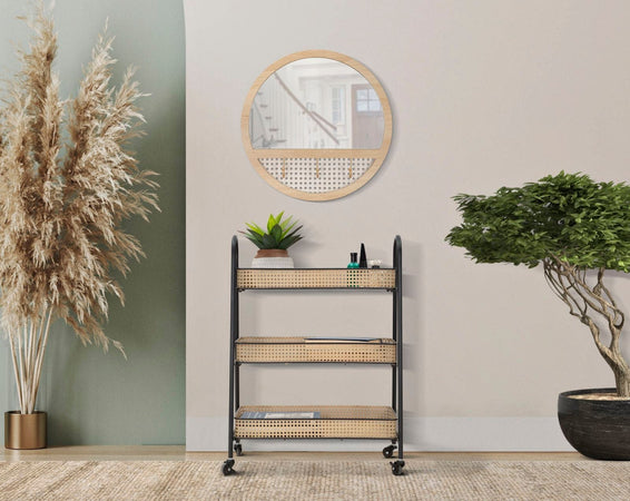 Carrello "Fuji" con ruote struttura in metallo con 3 ripiani per interni