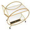 Carrello round struttura in ferro color oro con ruote e 2 ripiani per interni