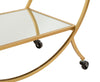 Carrello round struttura in ferro color oro con ruote e 2 ripiani per interni