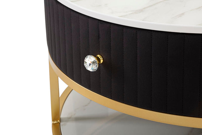 Tavolo da caffè "Montpellier" struttura in metallo, legno e velluto per interni