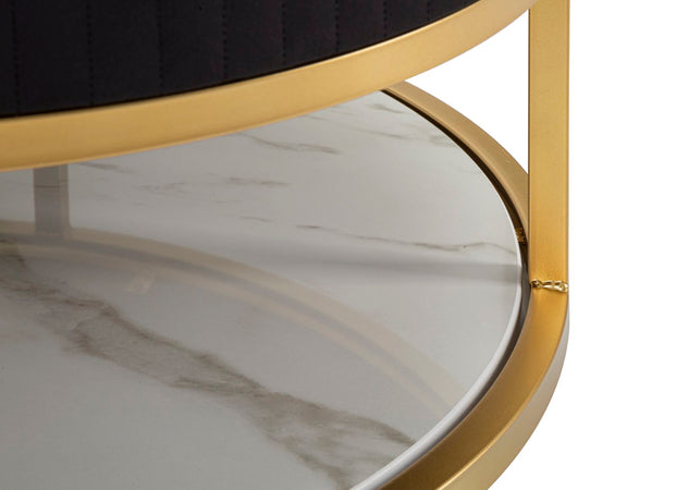 Tavolo da caffè "Montpellier" struttura in metallo, legno e velluto per interni