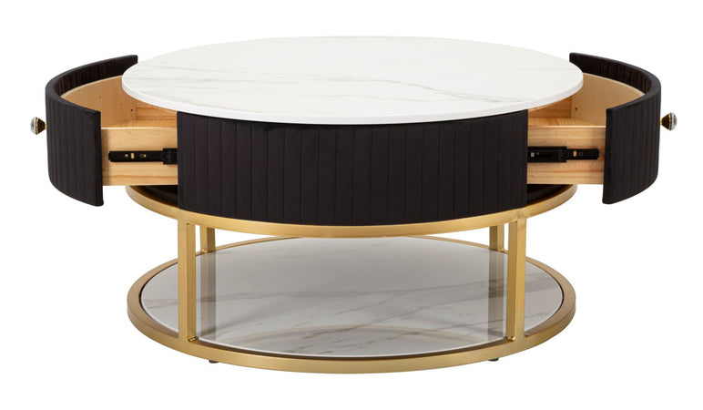 Tavolo da caffè "Montpellier" struttura in metallo, legno e velluto per interni