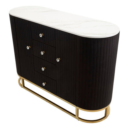 Mobile "Montpellier" struttura in metallo, legno e tessuto ripiano in marmo per interni