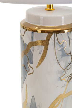 Lampada da tavolo struttura in ceramica, metallo e poliestere per interni