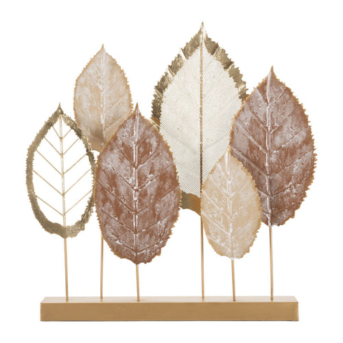 Scultura foglie decorative in ferro colori misti con base per decorazioni ambienti