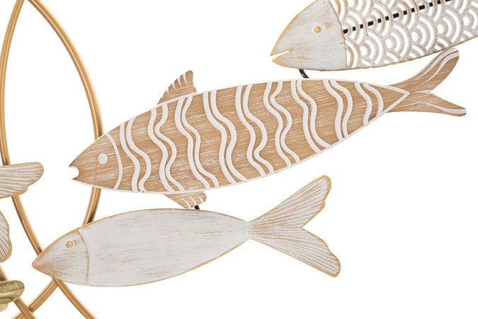 Pannello pesciolini decorativi in legno MDF e ferro per decorazioni ambienti