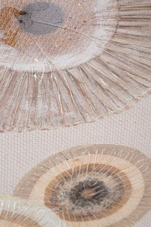 Dipinto su tela Circly con inserti e telaio in legno per decorazioni ambienti