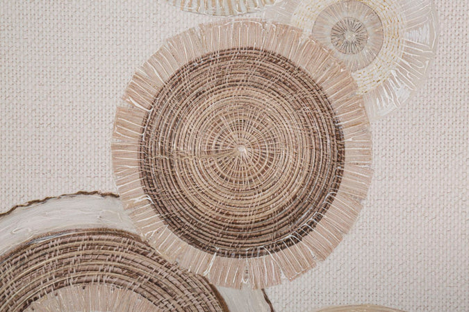 Dipinto su tela Circly con inserti e telaio in legno per decorazioni ambienti